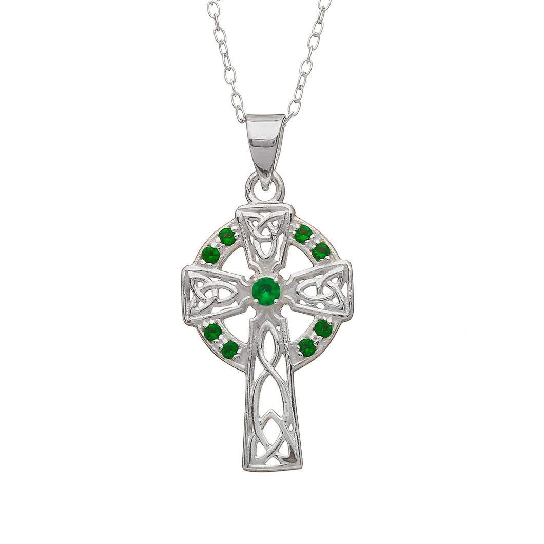 CELTIC CROSS WITH GREEN STONE