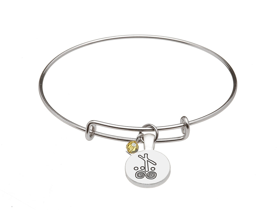 SILVER PLATE AUGUST ASTROLOGY BANGLE