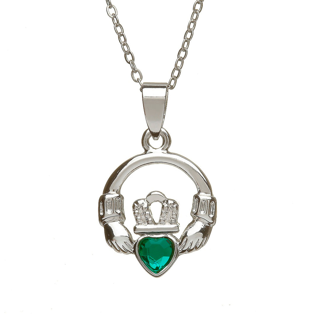 SILVER PLATE CLADDAGH WITH STONE