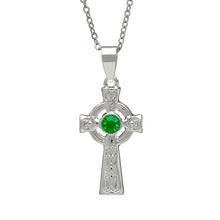 Load image into Gallery viewer, SILVER PLATE CELTIC CROSS WITH STONE
