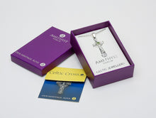 Load image into Gallery viewer, SILVER PLATE CELTIC CROSS WITH STONE