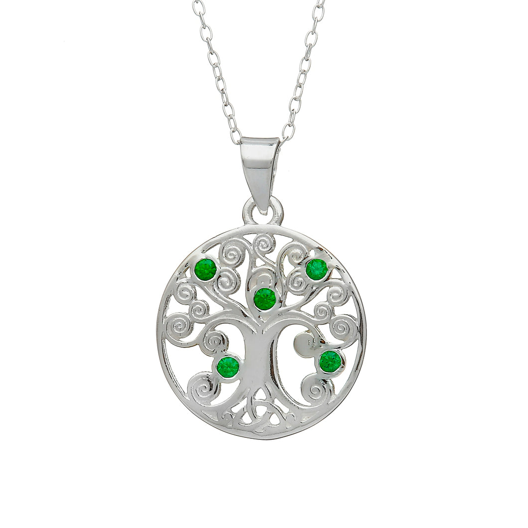 TREE OF LIFE WITH GREEN CZ STONES