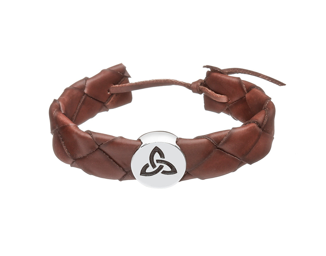 TRINITY DISC IN BROWN LEATHER WRISTBAND
