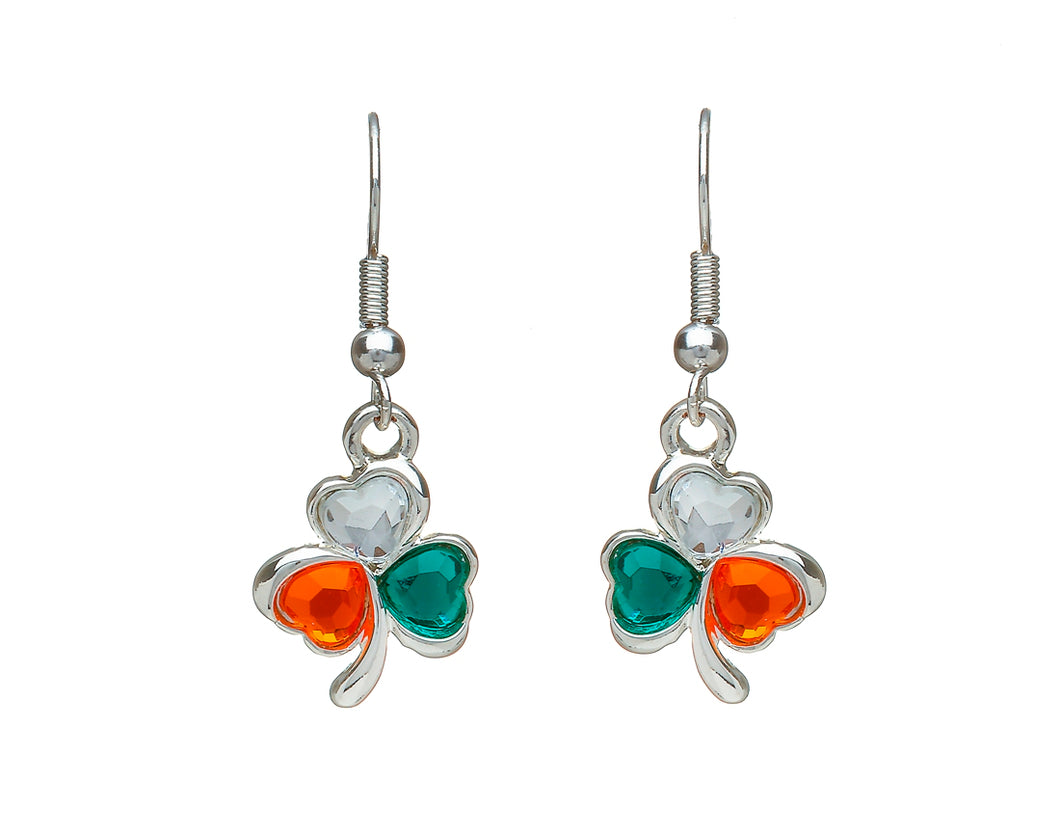 SILVER PLATE TRICOLOUR STONE EARRING