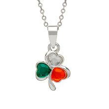 Load image into Gallery viewer, SILVER PLATE TRICOLOUR SHAMROCK PENDANT
